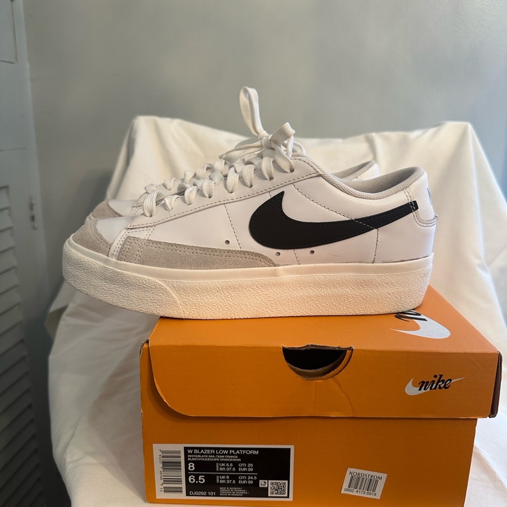 Nike Blazer Low Platform Sneakers - White and Black